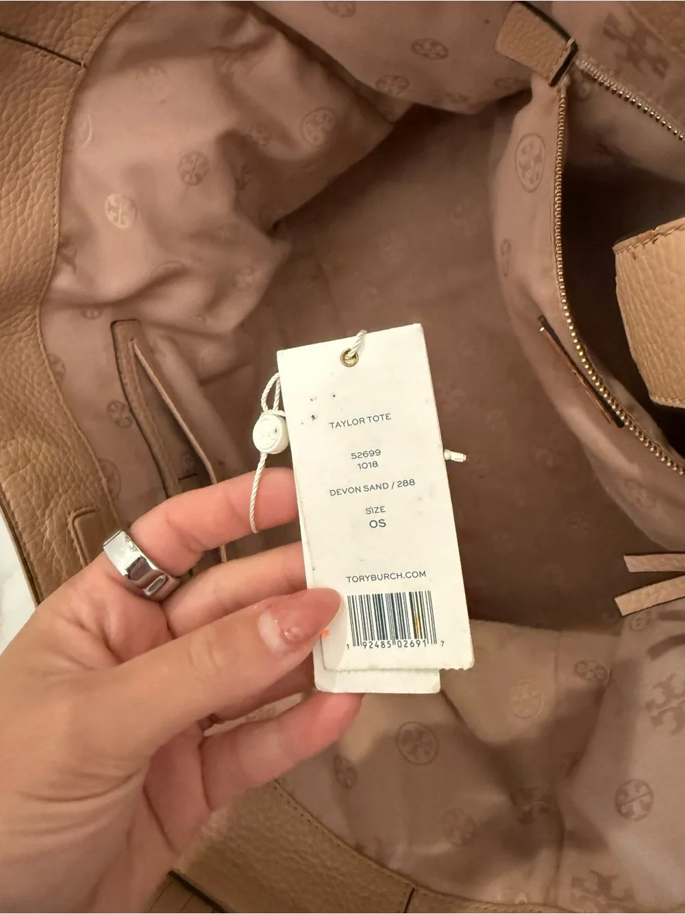 Tory Burch Camel Pebbled Leather Tote with Braided Handles - Taylor Tote